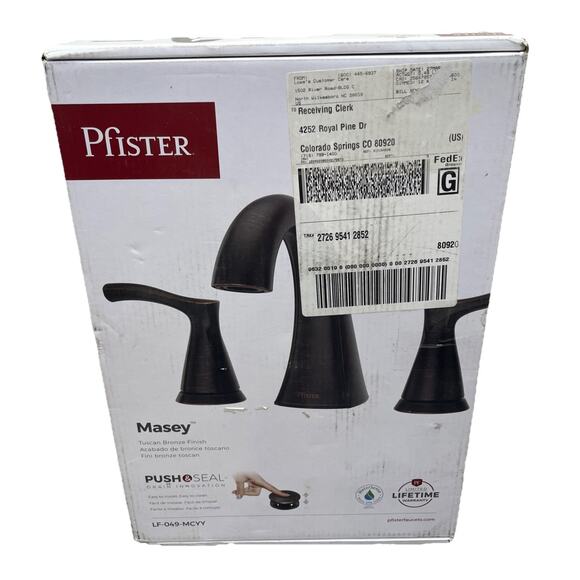 Pfister Masey Two-Handle Bathroom Faucet, Widespread, Tuscan Bronze. {B5}. - Picture 1 of 16